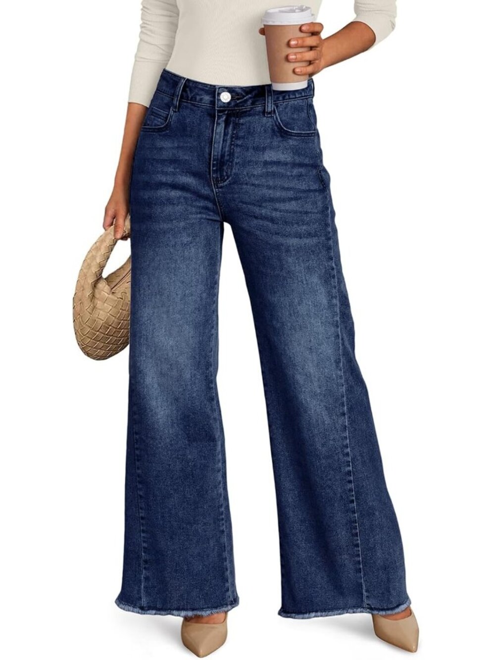 Women's Blue Comfortable Stylish Fashion Comfort Straight Leg Trendy Denim Jeans